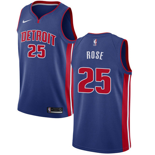 Detroit Pistons #25 Derrick Rose Blue Swingman Icon Edition Jersey Mens