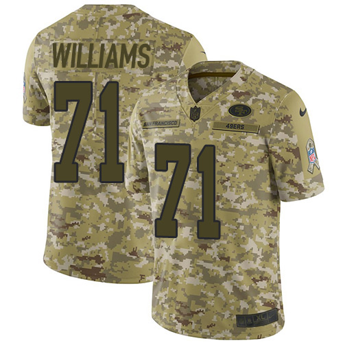 San Francisco San Francisco 49ers #71 Trent Williams Camo Youth Stitched Limited 2018 Salute To Service Jersey Youth