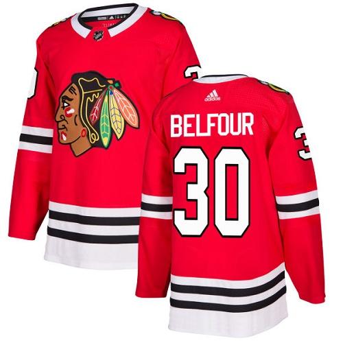 Adidas Chicago Blackhawks #30 ED Belfour Red Home Authentic Stitched Jersey Men's