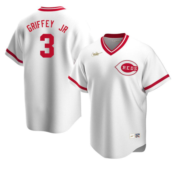 Cincinnati Reds 3 Replica Cooperstown Collection White Home Ken Griffey Jr Jersey