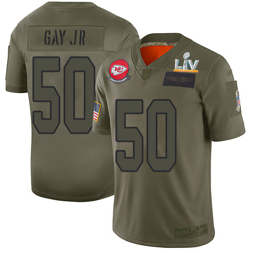 Kansas City Chiefs #50 Willie Gay Jr. Camo Youth Super Bowl LV Bound Stitched Limited 2019 Salute To Service Jersey Youth