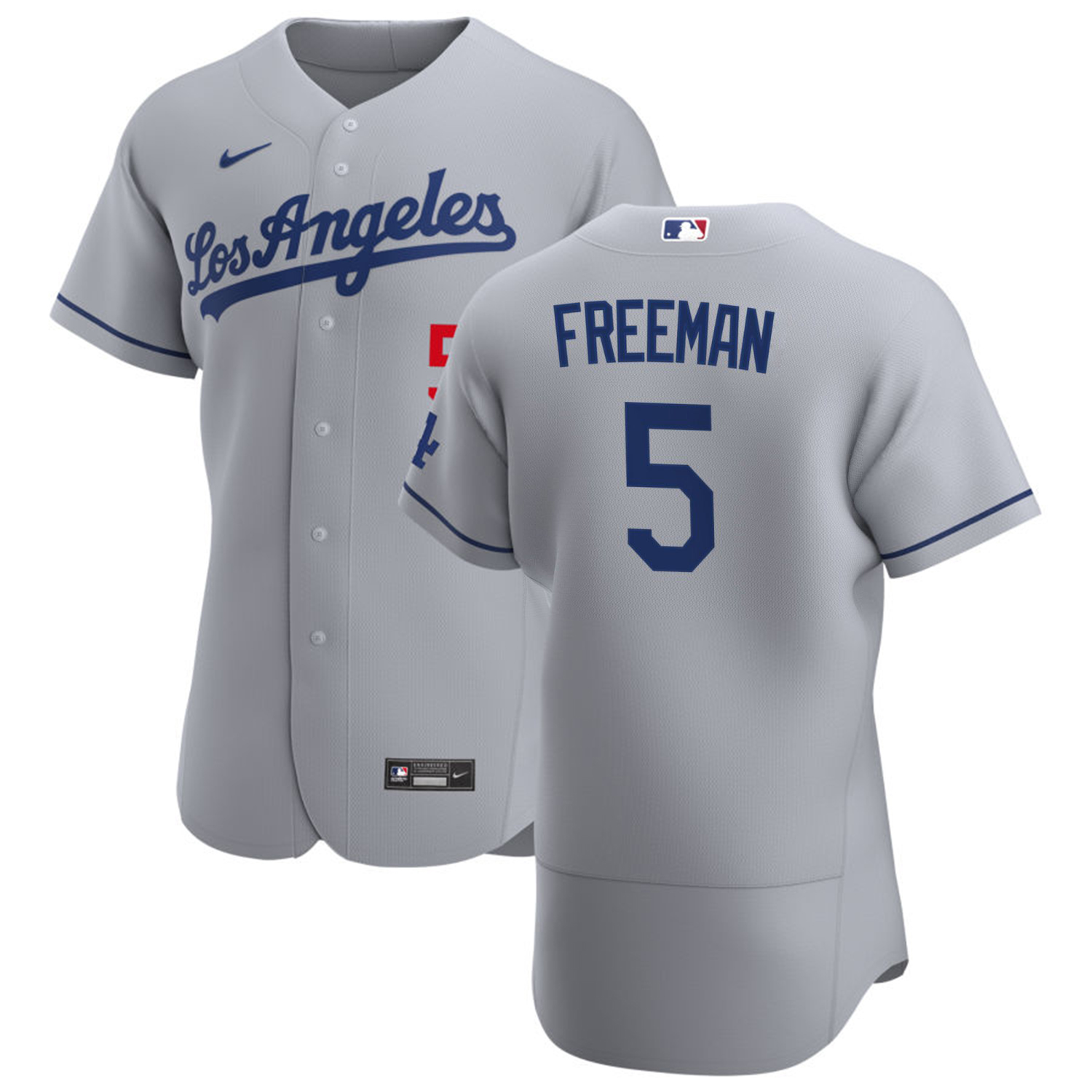 Los Angeles Dodgers #5 Freddie Freeman Men's Men's Gray Road 2020 Authentic Team Jersey