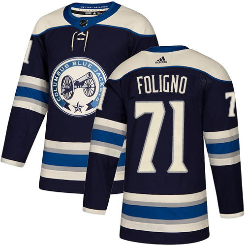 Adidas Columbus Blue Jackets #71 Nick Foligno Navy Alternate Authentic Stitched Youth Jersey Youth