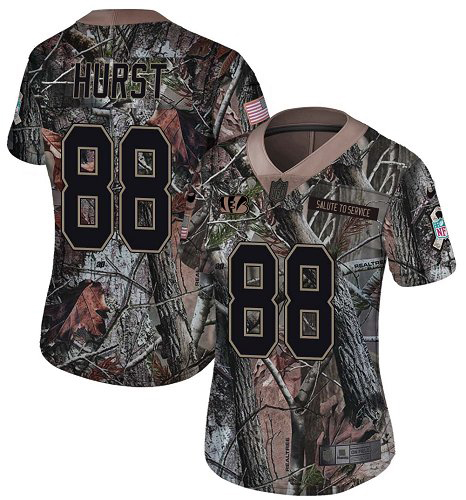 Bengals #88 Hayden Hurst Camo Women's Stitched Limited Rush Realtree Jersey