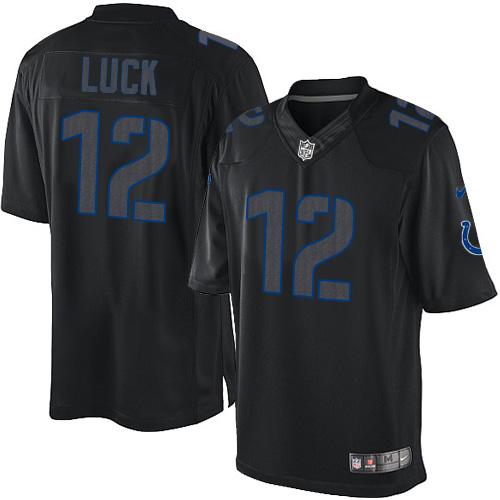 Indianapolis Colts #12 Andrew Luck Black Men's Stitched Impact Limited Jersey Men's