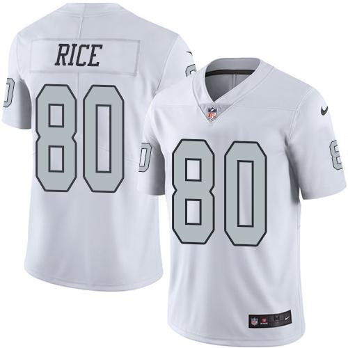 Las Vegas Raiders #80 Jerry Rice White Men's Stitched Limited Rush Jersey Men's