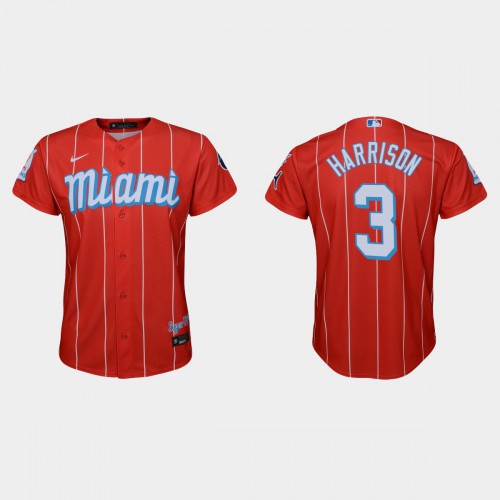 Miami Miami Marlins #3 Monte Harrison Youth 2021 City Connect Authentic Jersey Red Youth