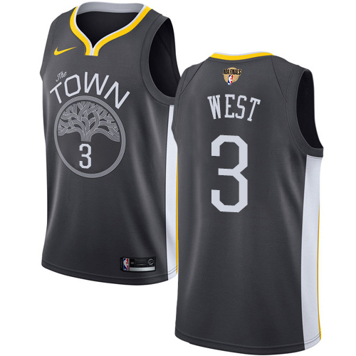 Golden State Warriors #3 David West Black The Finals Patch Swingman Statement Edition Jersey Mens