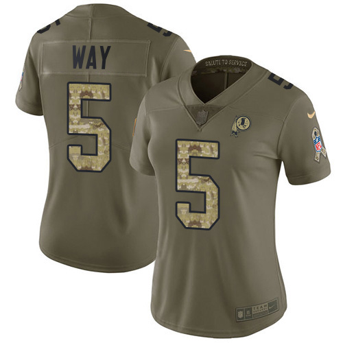 Washington Commanders #5 Tress Way Olive/Camo Women's Stitched Limited 2017 Salute To Service Jersey Womens
