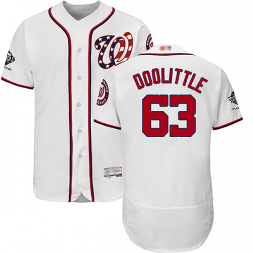 Washington Nationals #63 Sean Doolittle White Flexbase Authentic Collection 2019 World Series Champions Stitched Jersey Men's