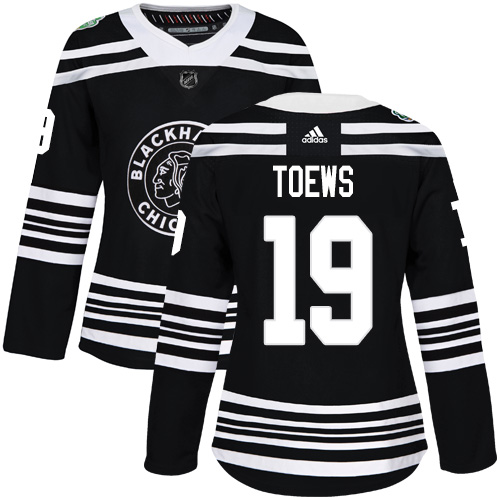 Adidas Chicago Blackhawks #19 Jonathan Toews Black Authentic 2019 Winter Classic Women's Stitched Jersey Womens