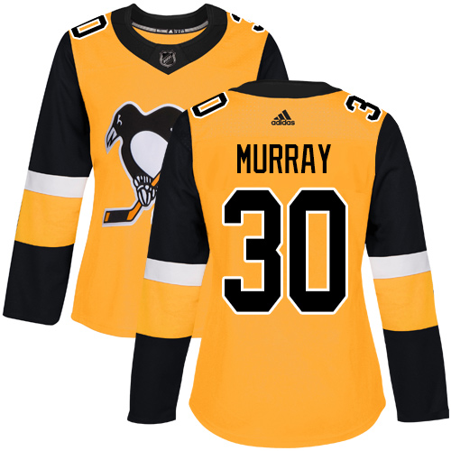 Adidas Pittsburgh Penguins #30 Matt Murray Gold Alternate Authentic Women's Stitched Jersey Womens