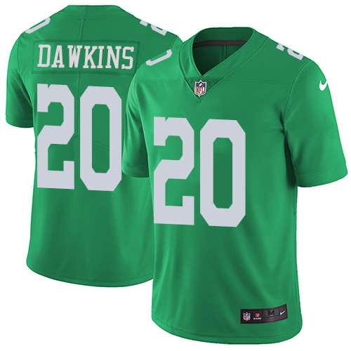 Eagles #20 Brian Dawkins Green Youth Stitched Limited Rush Jersey