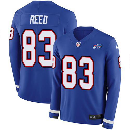 Buffalo Bills #83 Andre Reed Royal Blue Team Color Men's Stitched Limited Therma Long Sleeve Jersey Men's