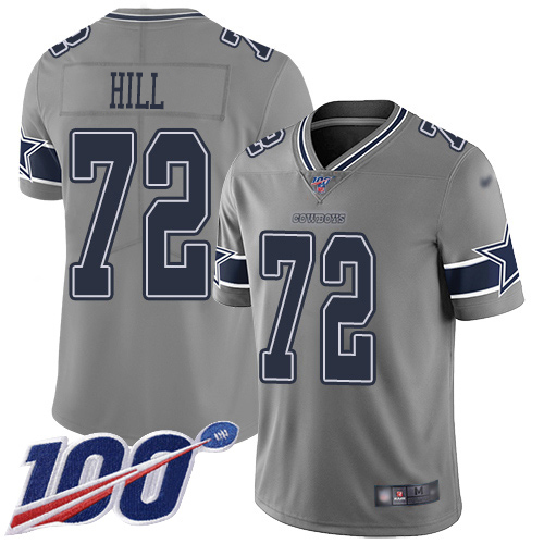 Dallas Cowboys #72 Trysten Hill Gray Youth Stitched Limited Inverted Legend 100th Season Jersey Youth
