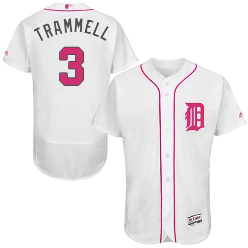 Detroit Tigers #3 Alan Trammell White Flexbase Authentic Collection Mother's Day Stitched Jersey Men's