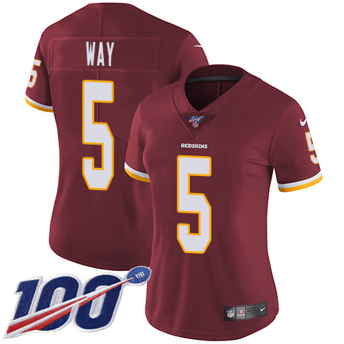 Washington Commanders #5 Tress Way Burgundy Team Color Women's Stitched 100th Season Vapor Untouchable Limited Jersey Womens