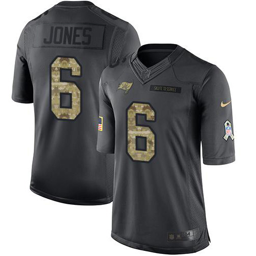 Buccaneers #6 Julio Jones Black Men's Stitched Limited 2016 Salute To Service Jersey