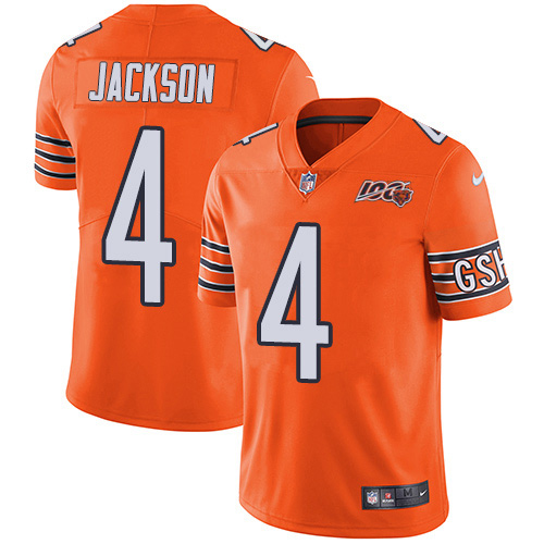 Bears #4 Eddie Jackson Orange Men's Stitched Limited Rush 100th Season Jersey
