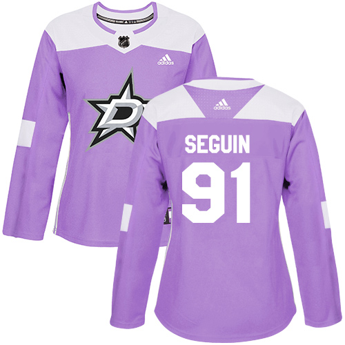 Adidas Dallas Stars #91 Tyler Seguin Purple Authentic Fights Cancer Women's Stitched Jersey Womens