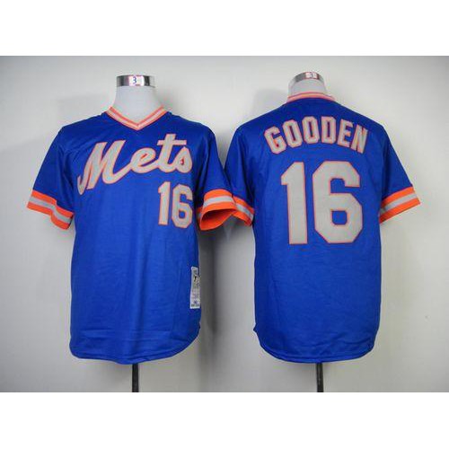 Mitchell And Ness 1983 New York Mets #16 Dwight Gooden Blue Throwback Stitched Jersey Men's