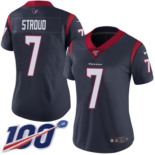 Texans #7 C.J. Stroud Navy Blue Team Color Women's Stitched 100th Season Vapor Untouchable Limited Jersey