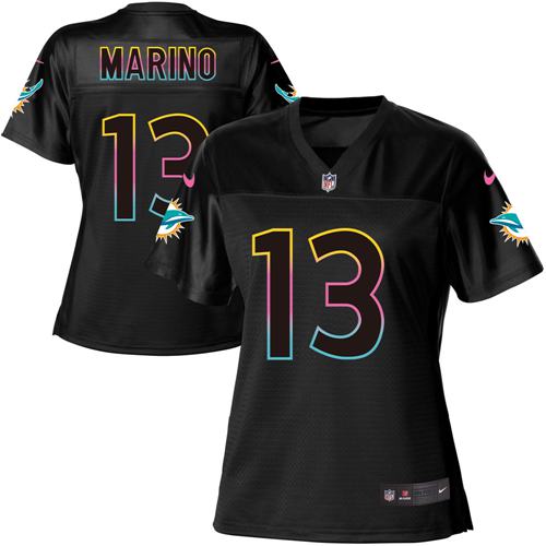Dolphins #13 Dan Marino Black Women's Fashion Game Jersey