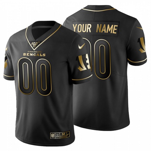 Cincinnati Bengals Custom Men's Black Golden Limited 100 Jersey