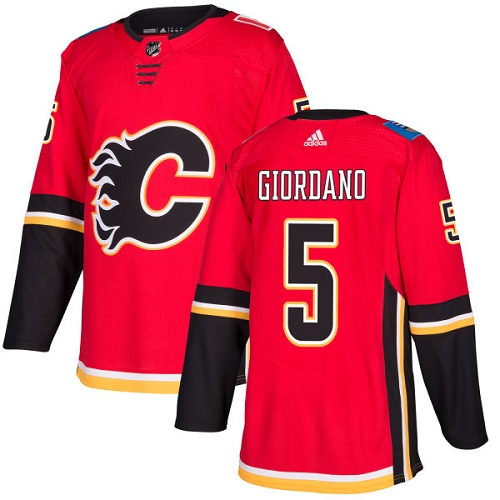 Adidas Calgary Flames #5 Mark Giordano Red Home Authentic Stitched Jersey Men's