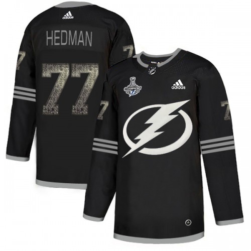 Adidas Tampa Bay Lightning #77 Victor Hedman Black Authentic Classic 2020 Stanley Cup Champions Stitched Jersey Men's