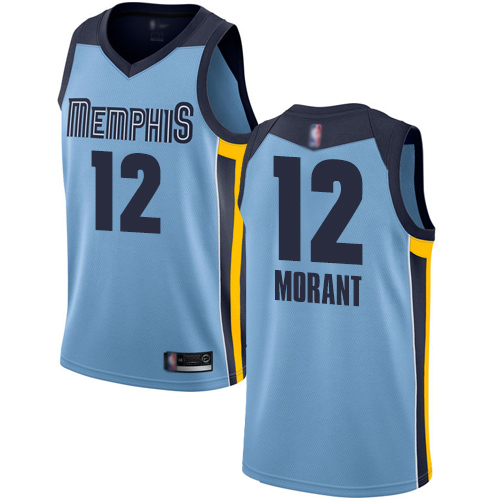 Memphis Grizzlies #12 Ja Morant Light Blue Swingman Statement Edition Jersey Mens