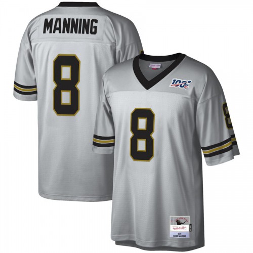 New Orleans New Orleans Saints #8 Archie Manning Mitchell & Ness 100 Retired Player Platinum Jersey Men's