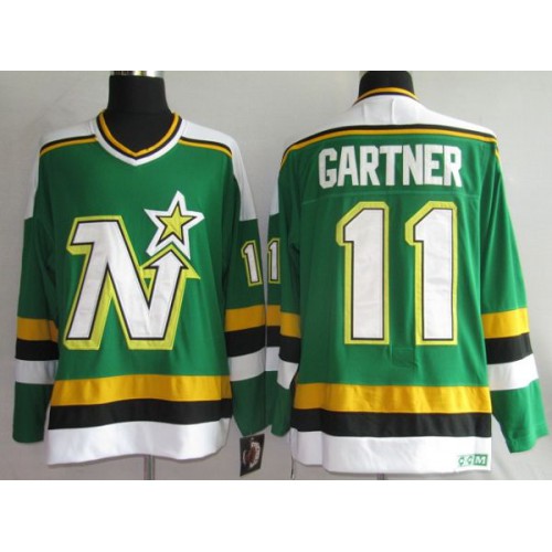 Dallas Stars #11 Mike Gartner Stitched Green CCM Throwback Jersey Men's