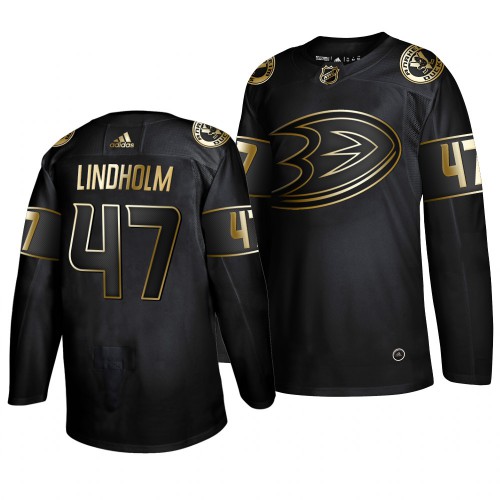 Adidas Anaheim Ducks #47 Hampus Lindholm Men's 2019 Black Golden Edition Authentic Stitched Jersey Men's