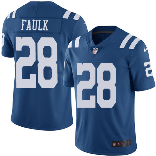 Indianapolis Colts #28 Marshall Faulk Royal Blue Youth Stitched Limited Rush Jersey Youth
