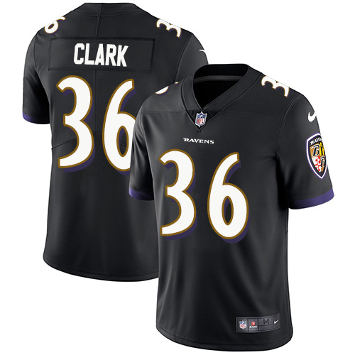 Baltimore Ravens #36 Chuck Clark Black Alternate Youth Stitched Vapor Untouchable Limited Jersey Youth