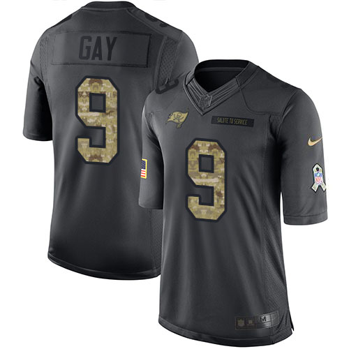 Tampa Bay Buccaneers #9 Matt Gay Black Men's Stitched Limited 2016 Salute to Service Jersey Men's