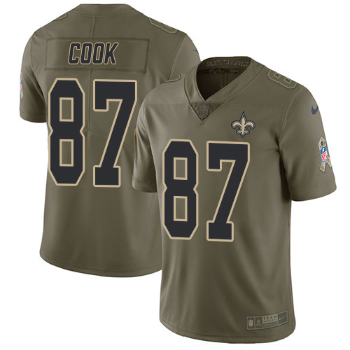 New Orleans Saints #87 Jared Cook Olive Men's Stitched Limited 2017 Salute To Service Jersey Men's