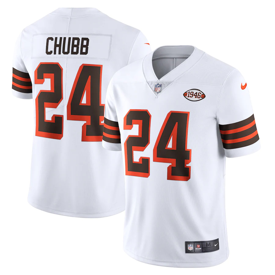 Cleveland Browns #24 Nick Chubb 1946 Collection Alternate Vapor Limited Jersey - White