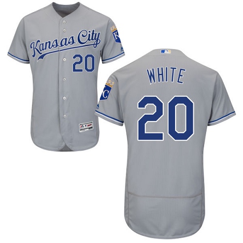 Kansas City Royals #20 Frank White Grey Flexbase Authentic Collection Stitched Jersey Men's