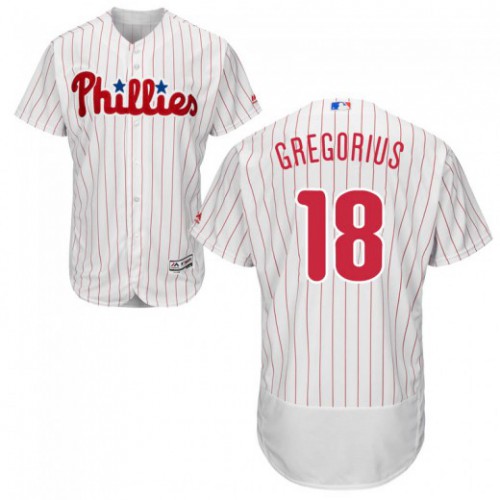 Philadelphia Phillies #18 Didi Gregorius White(Red Strip) Flexbase Authentic Collection Stitched Jersey Men's