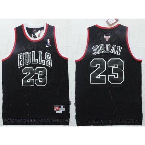Chicago Bulls #23 Michael Jordan Black Shadow Stitched Jersey Mens