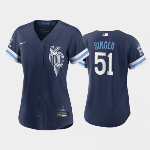 Kansas City Kansas City Royals #51 Brady Singer Women's Replica 2022 City Connect Navy Jersey Womens