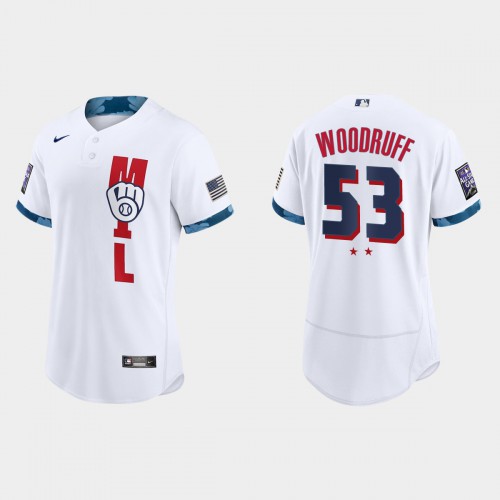 Milwaukee Milwaukee Brewers #53 Brandon Woodruff 2021 All Star Game Authentic White Jersey Men's