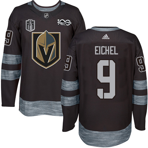 Adidas Golden Knights #9 Jack Eichel Black 2023 Stanley Cup Final Patch 100th Anniversary Stitched Jersey