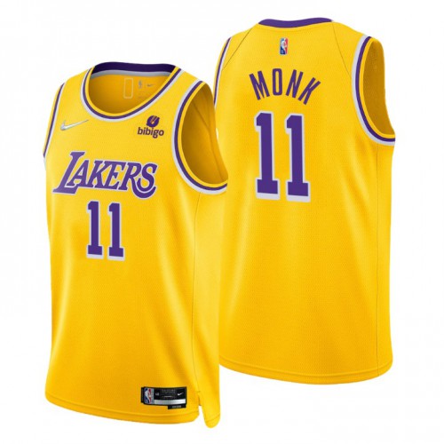 Los Angeles Lakers #11 Malik Monk Gold Mens 2021-22 75th Anniversary Diamond Swingman Jersey - Icon Edition Mens