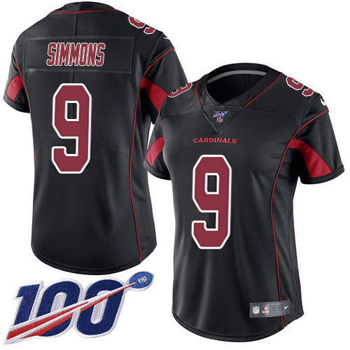 Cardinals #9 Isaiah Simmons Black Women's Stitched Limited Rush 100th Season Jersey