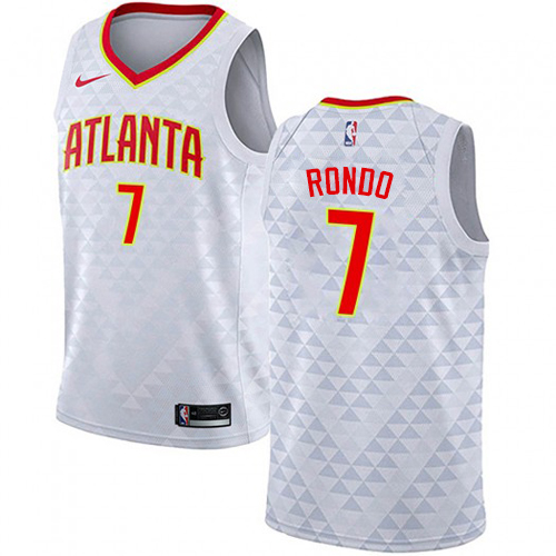 Atlanta Hawks #7 Rajon Rondo White Swingman Association Edition Jersey Mens