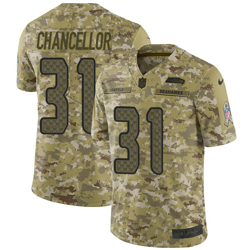 Seattle Seahawks #31 Kam Chancellor Camo Men's Stitched Limited 2018 Salute To Service Jersey Men's