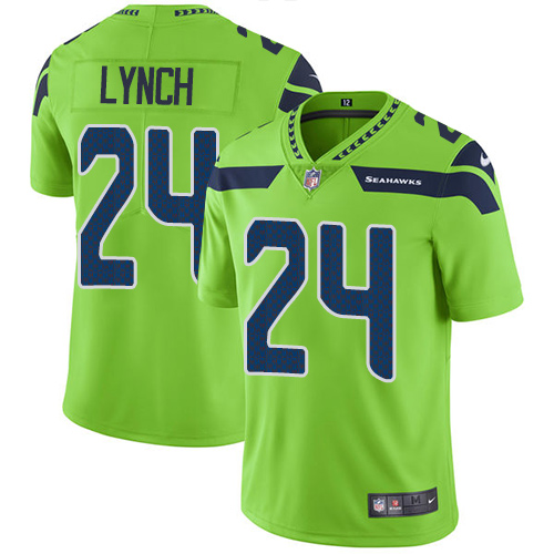 Seattle Seahawks #24 Marshawn Lynch Green Men's Stitched Limited Rush Jersey Men's